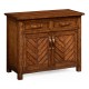 Plank walnut cabinet or dresser base with strap handles