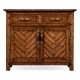 Plank walnut cabinet or dresser base with strap handles