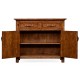 Plank walnut cabinet or dresser base with strap handles