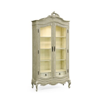 French Provincial Grey Glazed Display Cabinet