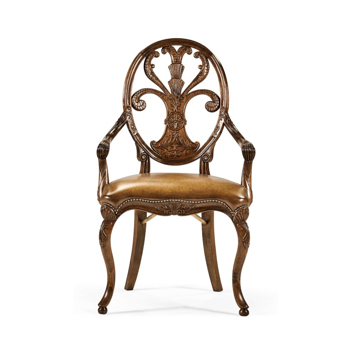 Sheraton Walnut Oval Back Arm Chair