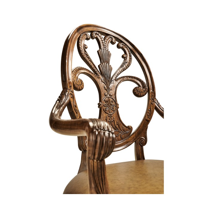 Sheraton Walnut Oval Back Arm Chair