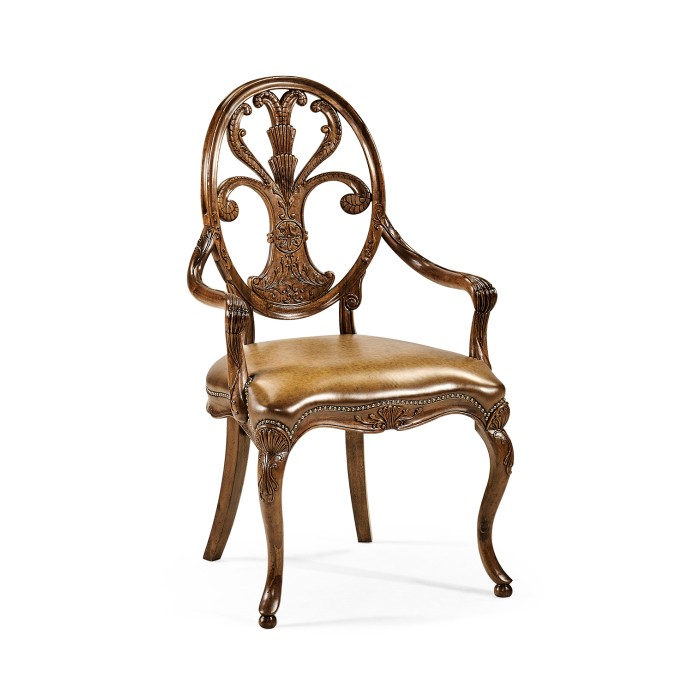 Sheraton Walnut Oval Back Arm Chair