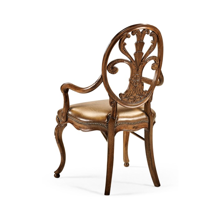 Sheraton Walnut Oval Back Arm Chair