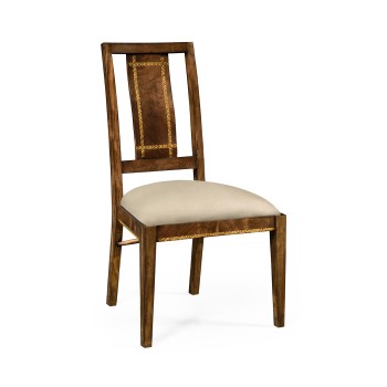 Craftsman's mahogany dining occasional chair with herringbone inlay detail (Side)