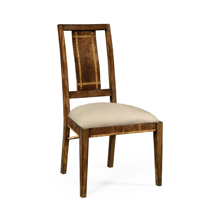 Craftsman's mahogany dining occasional chair with herringbone inlay detail (Side)