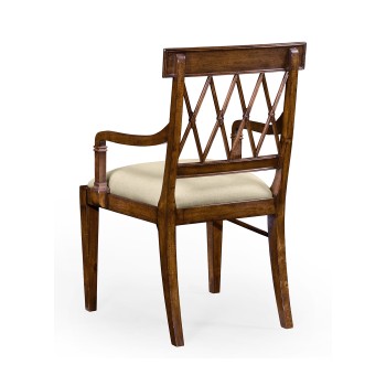 Regency Style Lattice Back Dining Arm Chair
