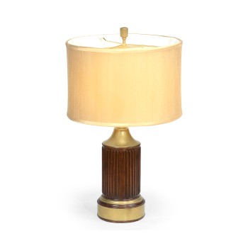 Round Fluted Mahogany Table Lamp