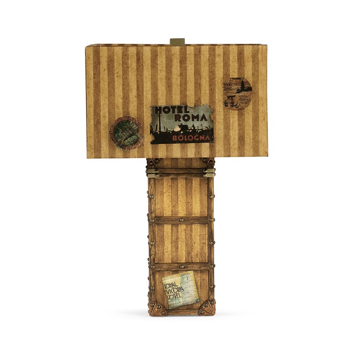 Striped Travel Trunk Style Table Lamp
