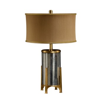 Églomisé and Gilded Metal Table Lamp