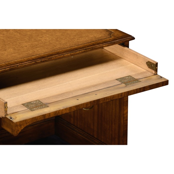 Crotch walnut compact single pedestal desk