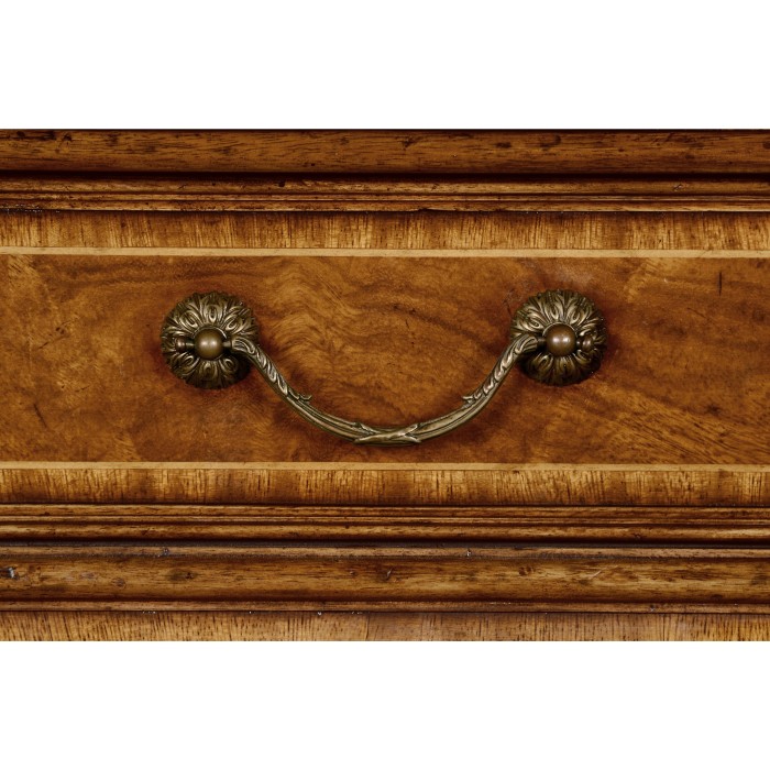 Crotch walnut compact single pedestal desk