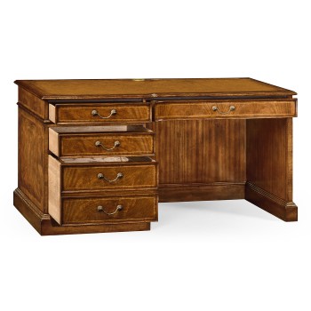 Crotch walnut compact single pedestal desk