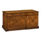 Crotch walnut compact single pedestal desk
