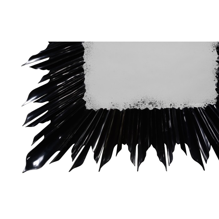 Black finish rectangular sunburst mirror