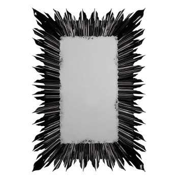 Black finish rectangular sunburst mirror
