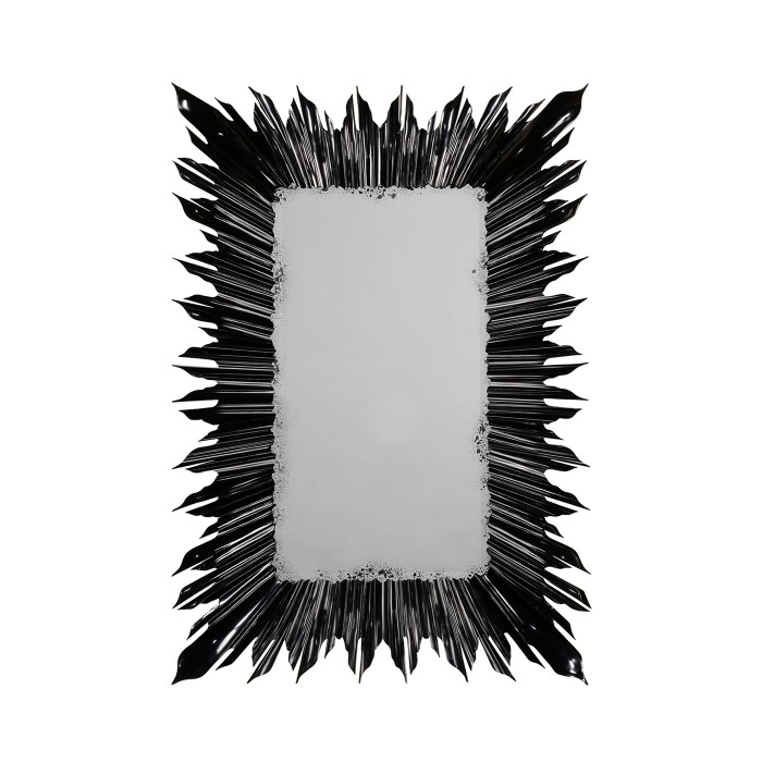 Black finish rectangular sunburst mirror