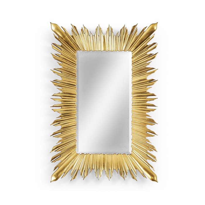 Gilded rectangular sunburst mirror