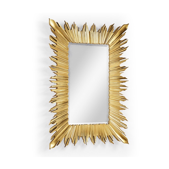 Gilded rectangular sunburst mirror