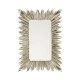 Silvered rectangular sunburst mirror