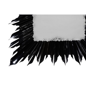 Black finish floor standing rectangular sunburst mirror