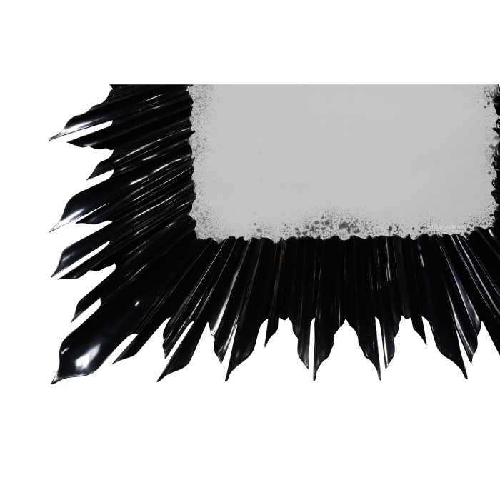 Black finish floor standing rectangular sunburst mirror