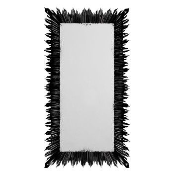 Black finish floor standing rectangular sunburst mirror