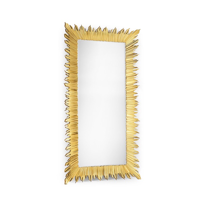 Gilded floor standing rectangular sunburst mirror