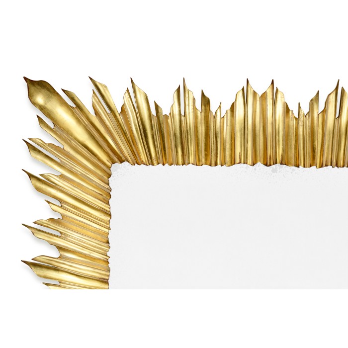 Gilded floor standing rectangular sunburst mirror
