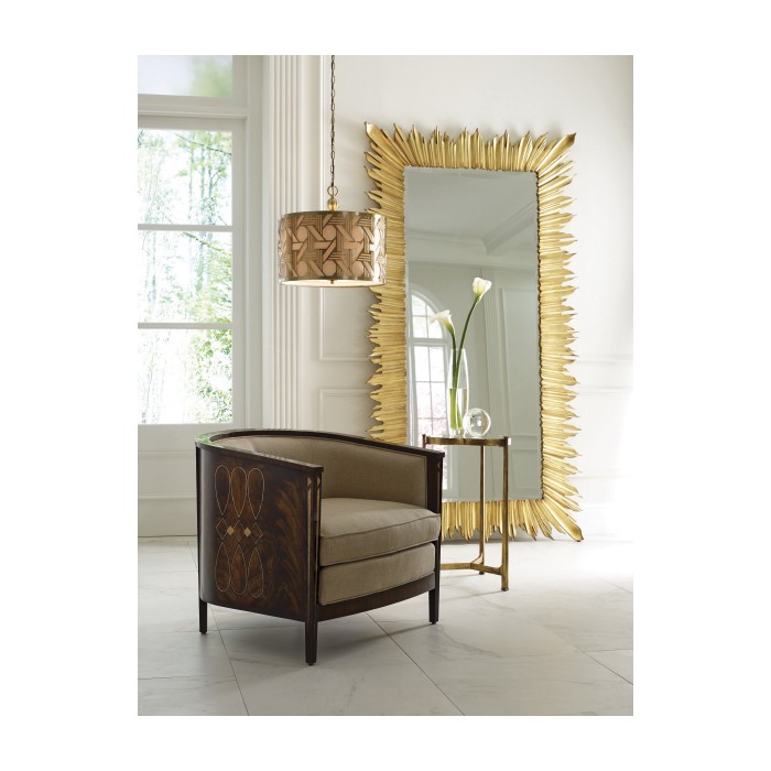 Gilded floor standing rectangular sunburst mirror