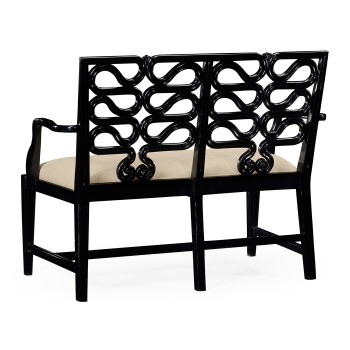 Black painted serpentine open back bench