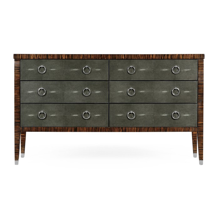 Faux Macassar Ebony & Anthracite Shagreen Double Chest of Drawers