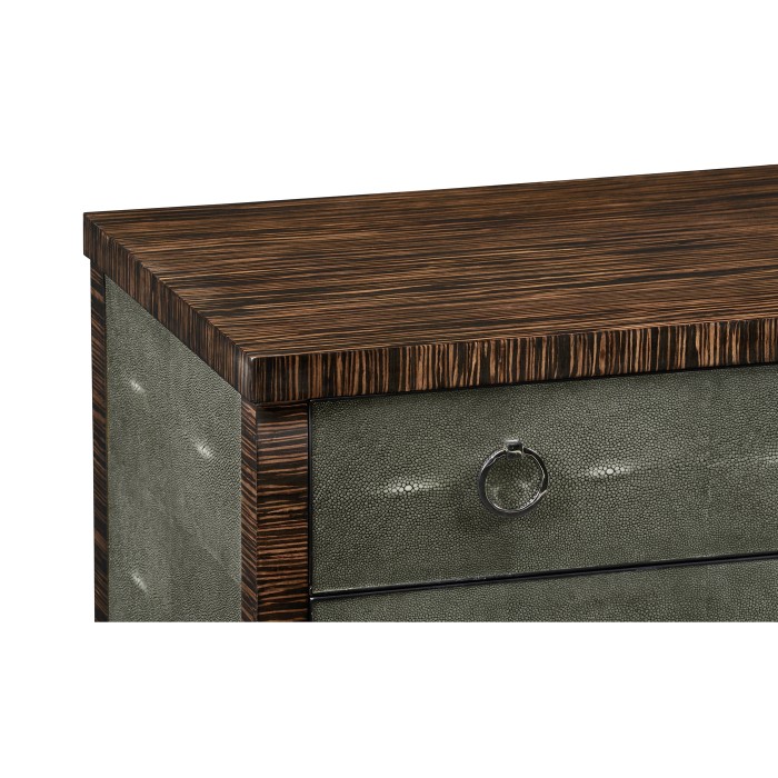 Faux Macassar Ebony & Anthracite Shagreen Double Chest of Drawers