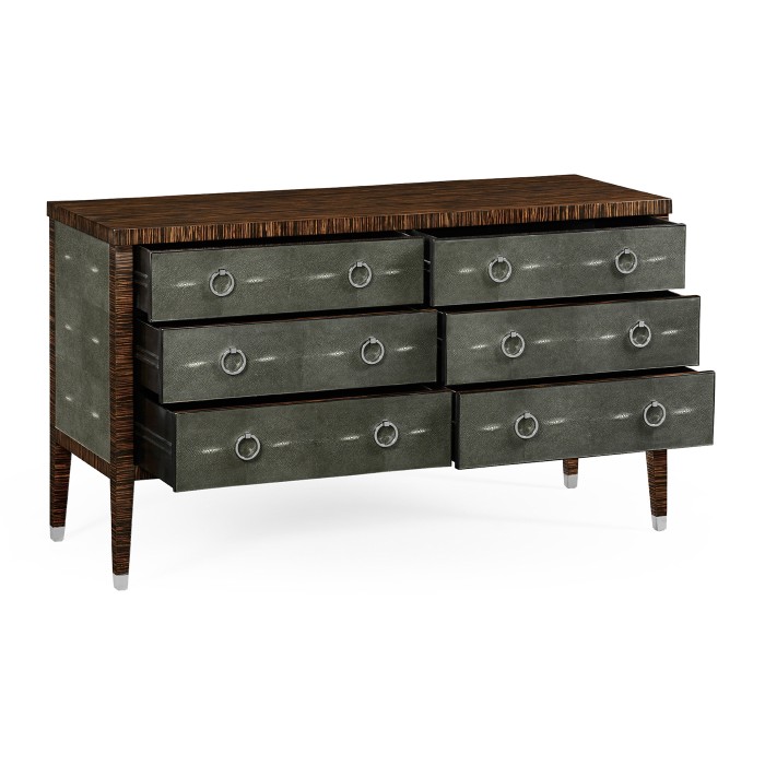 Faux Macassar Ebony & Anthracite Shagreen Double Chest of Drawers