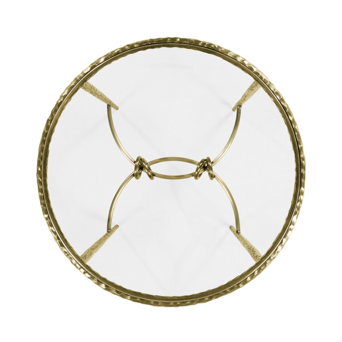 Hammered Light Brown Brass Circular Side Table