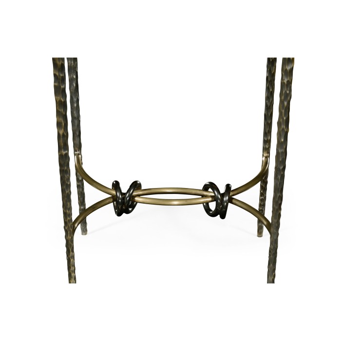 Hammered Antique Black Brass Circular Side Table
