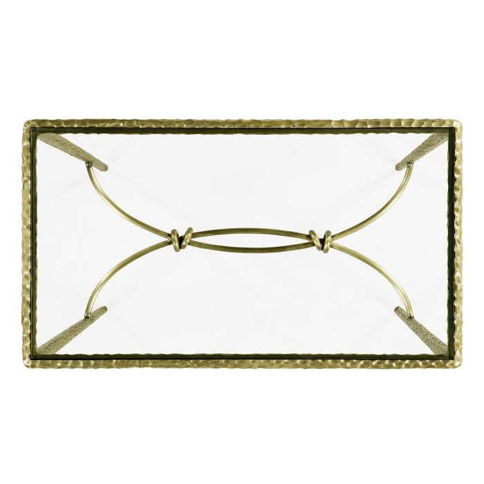 Hammered Light Brown Brass Rectangular Side Table