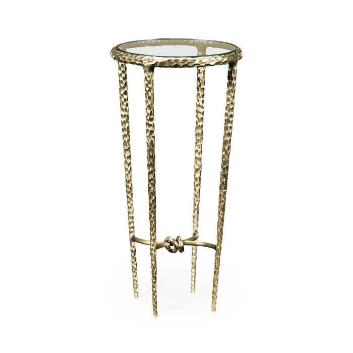 Brass hammered iron circular wine table