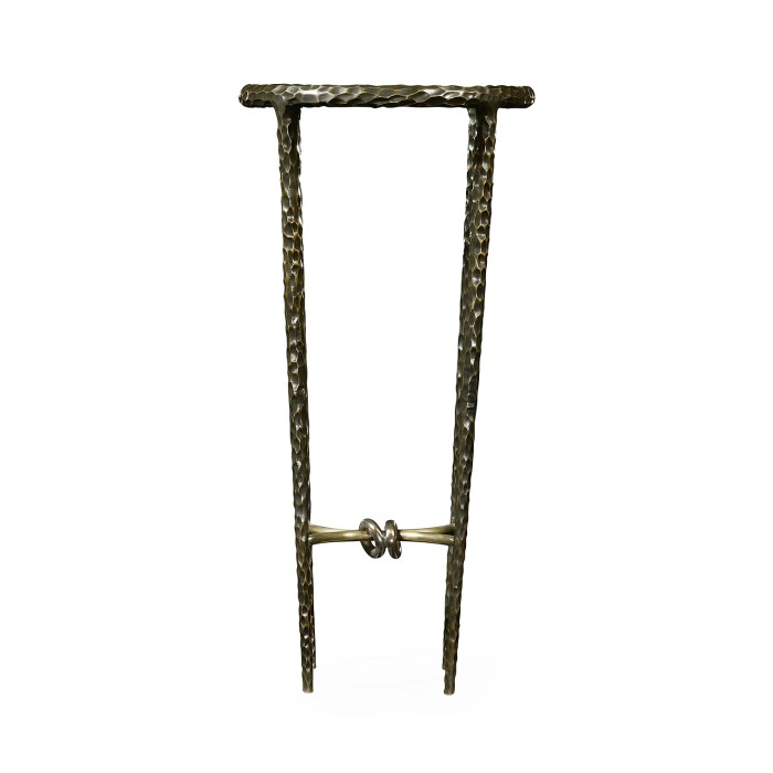 Bronze finish hammered iron circular wine table