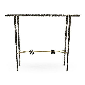 Hammered Antique Black Brass Circular Centre Table