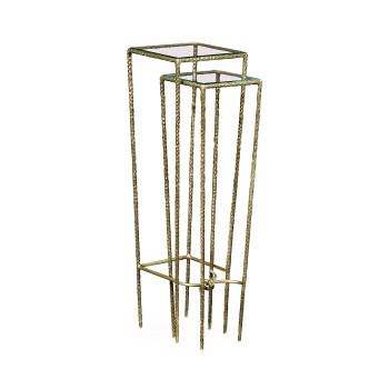 Brass hammered nesting tables