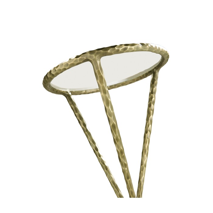 Hammered Light Brown Brass Circular Wine Table