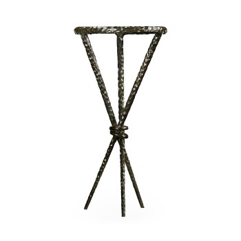 Hammered Antique Black Brass Circular Wine Table