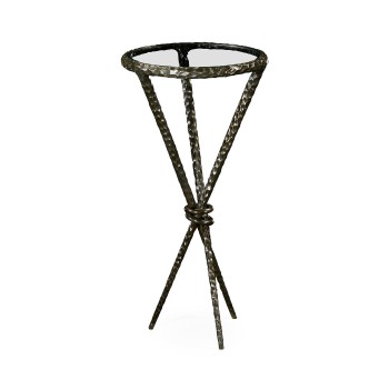 Hammered Antique Black Brass Circular Wine Table