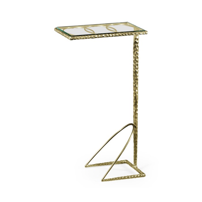 Hammered Light Brown Brass Sofa Drinks Table