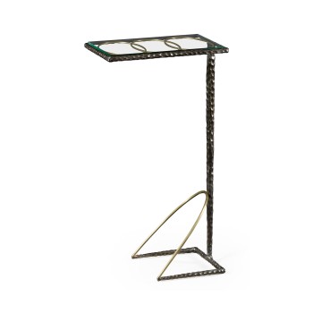 Hammered Antique Black Brass Sofa Drinks Table
