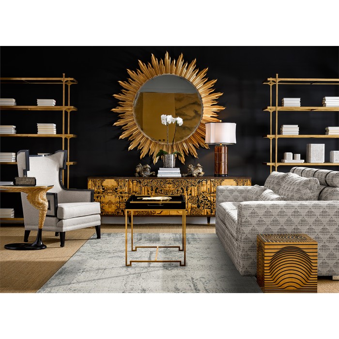 Greek Key Design Biedermeier Black Arm Chair