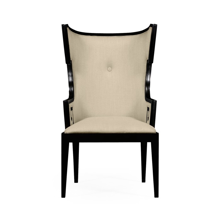 Greek Key Design Biedermeier Black Arm Chair