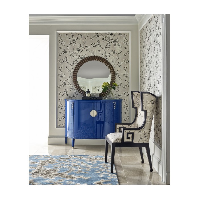Greek Key Design Biedermeier Black Arm Chair