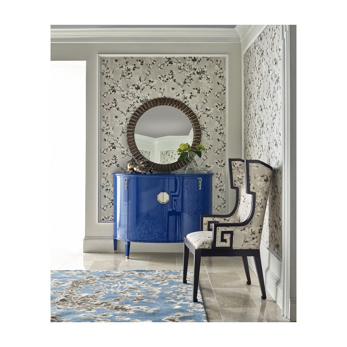 Greek Key Design Biedermeier Black Arm Chair